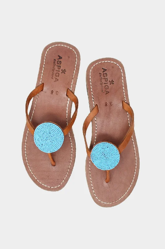 Disc Leather Sandals | Turquoise