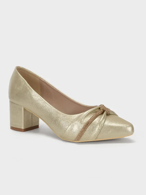 Women "DIADEM" Shimmery Block Heel Courts