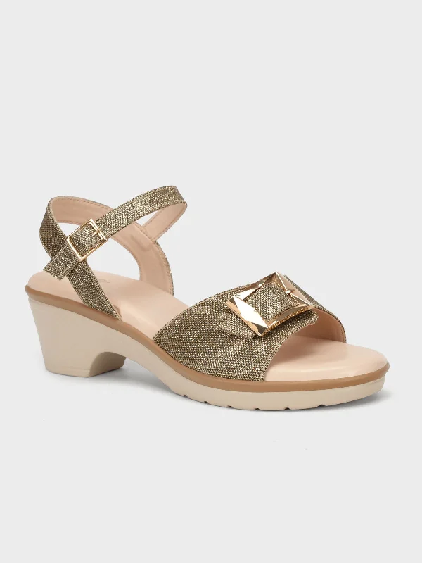 Women's "TRUONG" Shimmer Block Heel Sandals