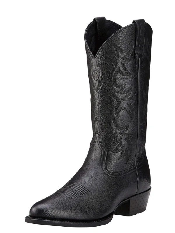 Ariat 10002218 Mens Heritage R Toe Western Boot Black Deertan