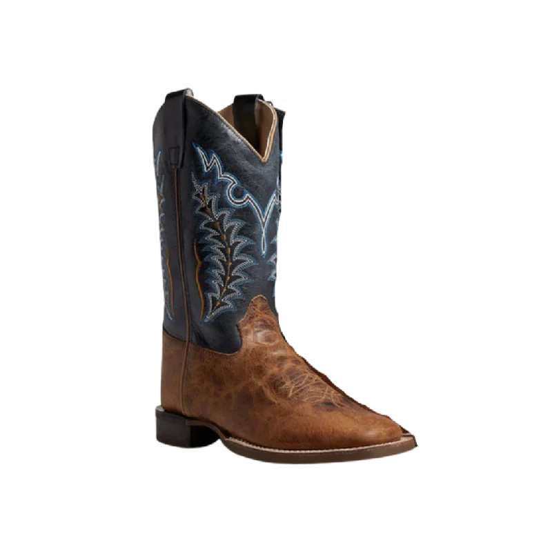 Old West Kid's Cactus Broad Square Toe Navy Brown Boots