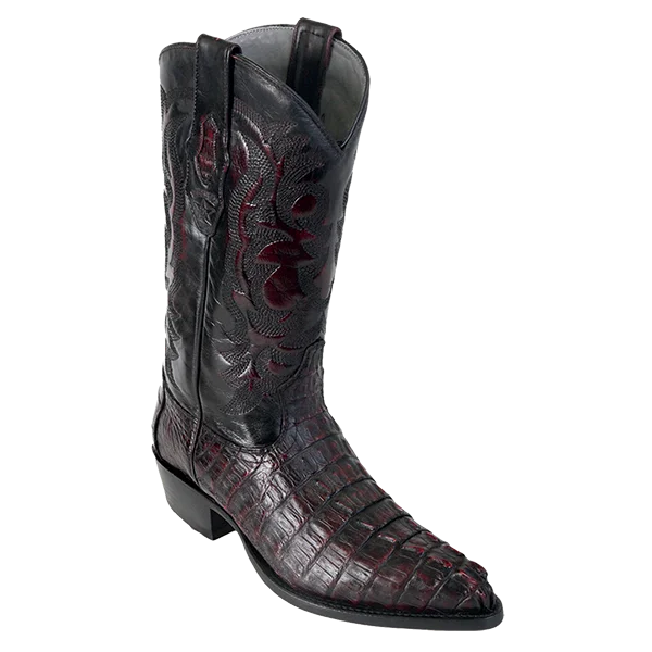 Los Altos Caiman Tail J-Toe Boot Black Cherry