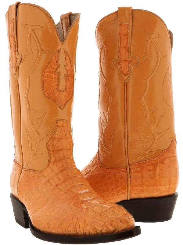 Mango Leather Cowboy Boots Real Crocodile Tail Skin J Toe