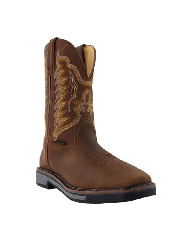 R.Watson RW1804 Mens Cowhide Wide Square Steel Toe Work Boot Crazy House Bark