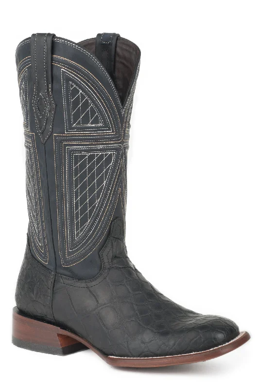 Stetson Mens Black Alligator Black Falls Cowboy Boots