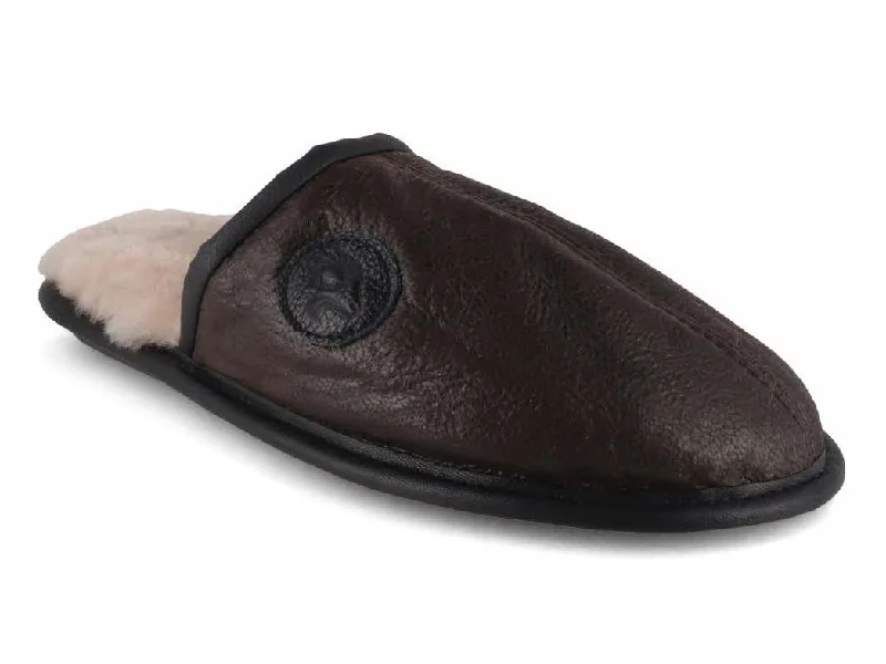 Lammbock® Men's Shearling Slippers 'Ramsey', dark brown