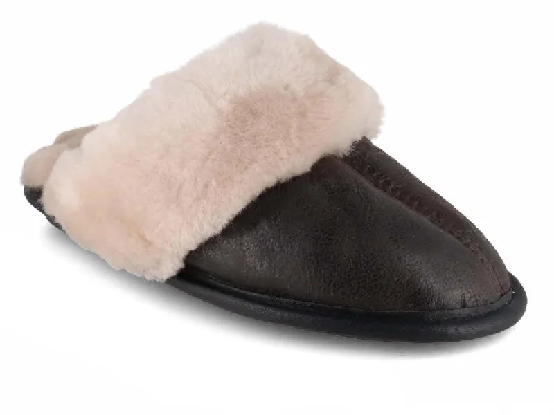 Lammbock® Women's Shearling Slippers 'Lambert', dark brown