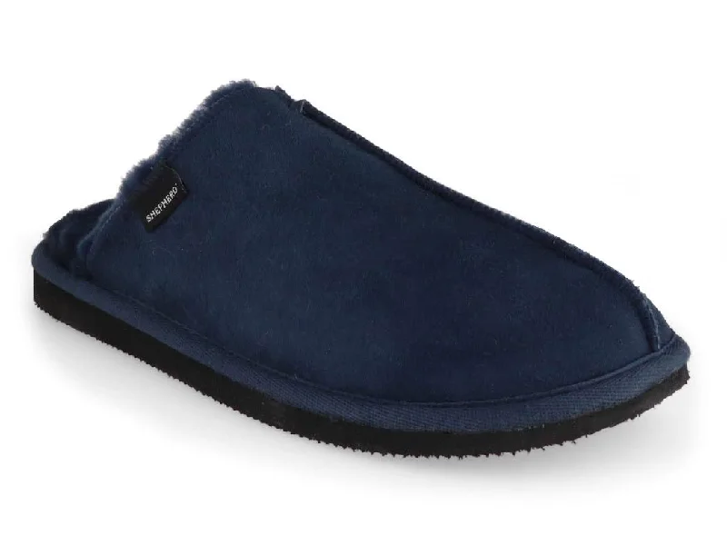 SHEPHERD Men's Sheepskin Slippers | Hugo, Dark Navy